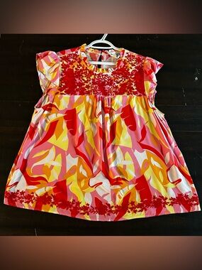 Savanna Jane Rayon Multi-Color Floral Ruffle Tank